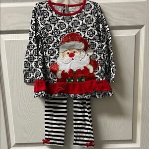 Festive Santa Kids Pajamas - Red and Black